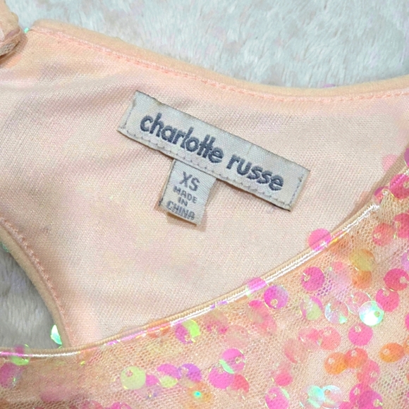 Charlotte Russe ✦ Pink Sequin Drop Waist Dress ✦ Open Back Furry Skirt M EUC - Picture 12 of 17